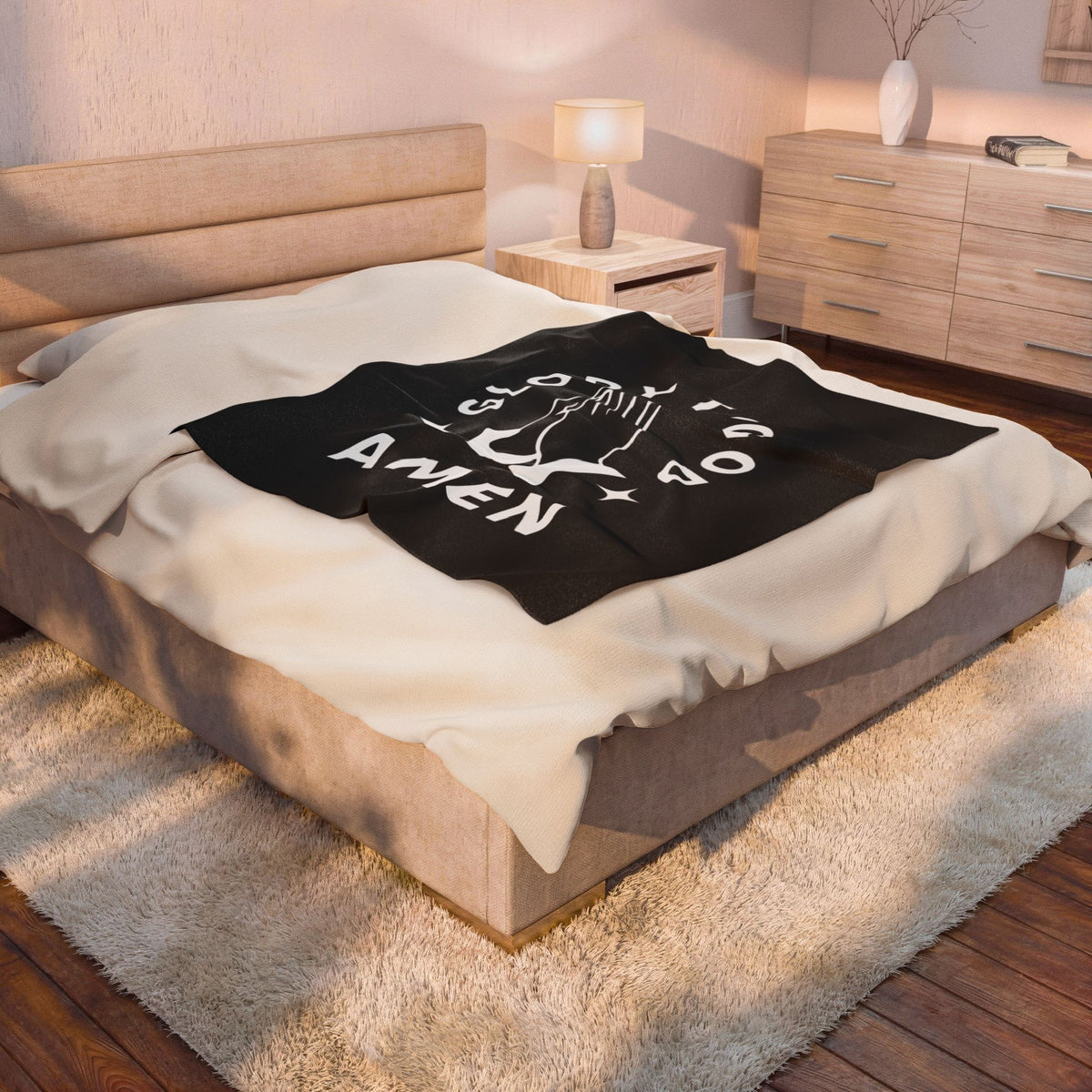 Glory to God Amen Prayer Hands Velveteen Plush Blanket