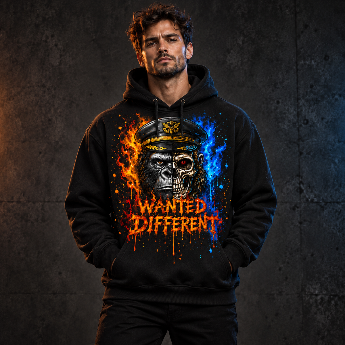 Captain Ape Hoodie — AI model mockup