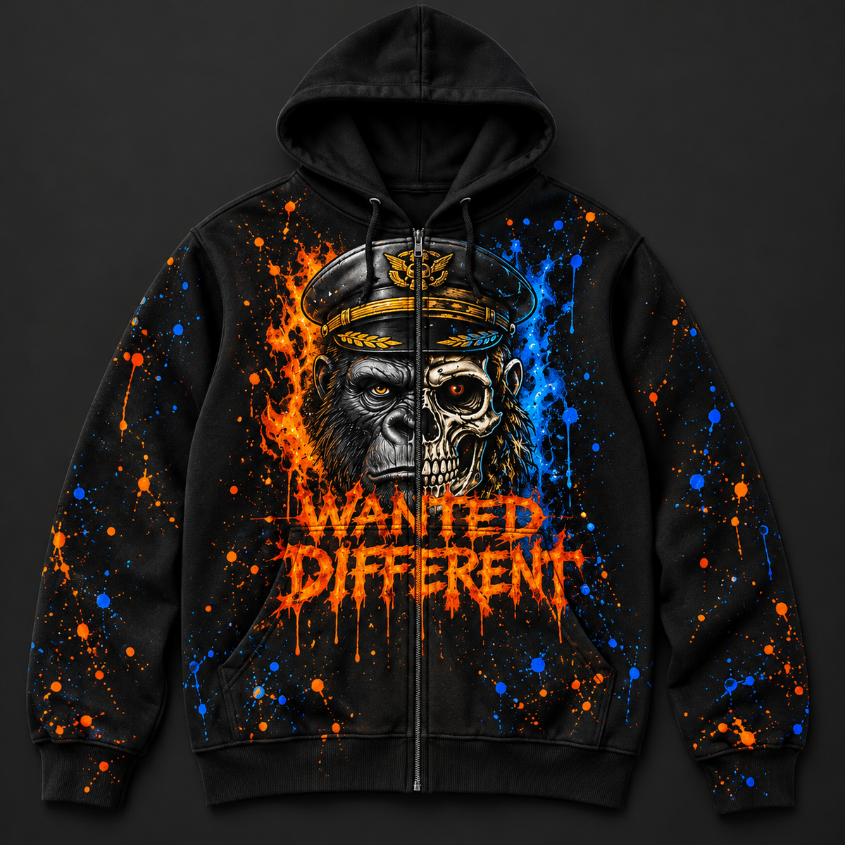 Captain Ape Zip Hoodie — front mockup