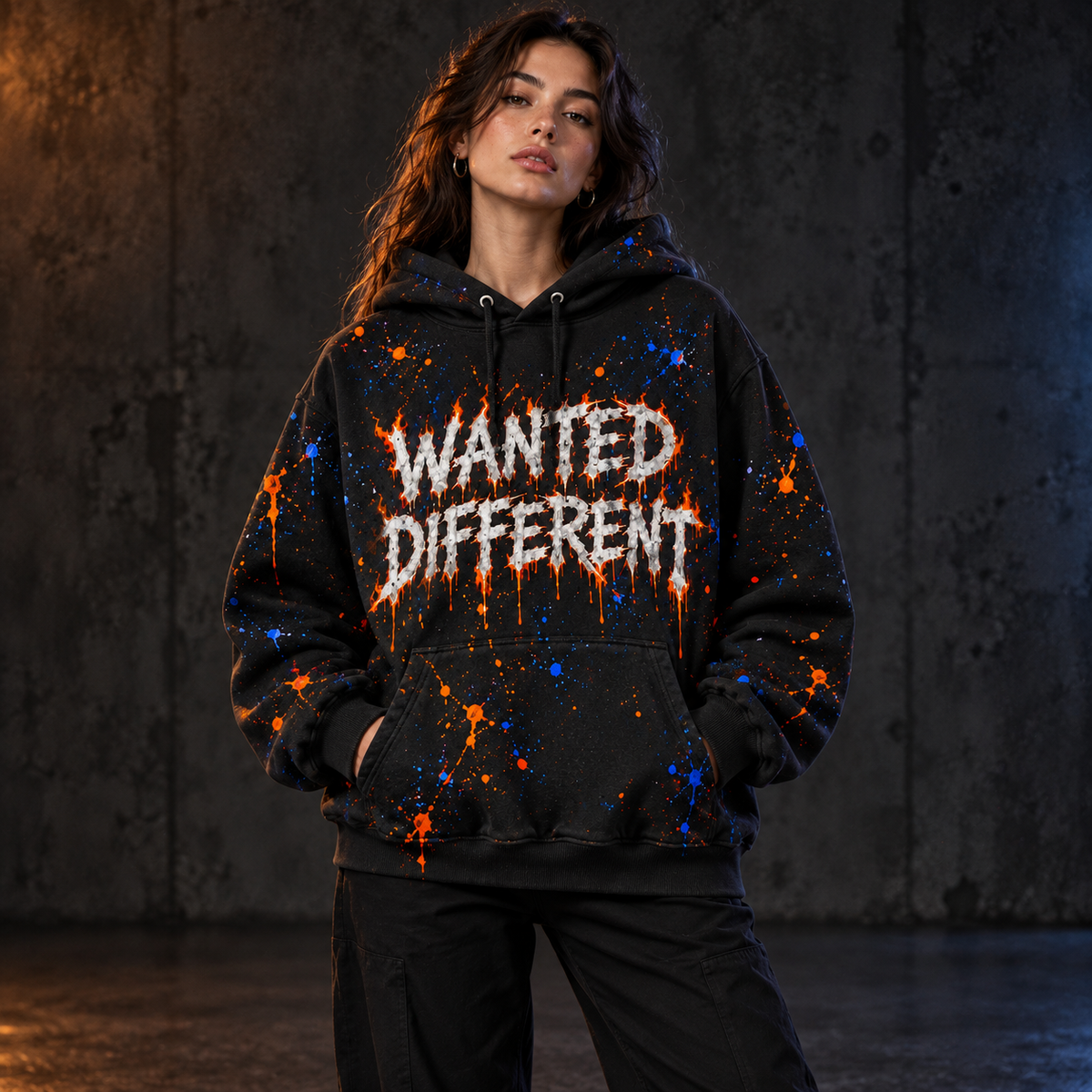 Flame Logo Hoodie — AI model mockup